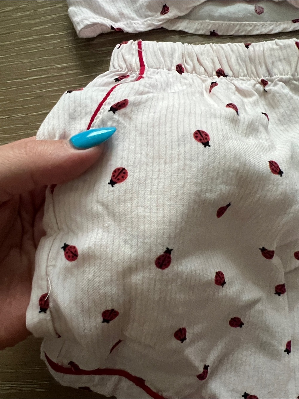 Women’s light pink Pajama Set with lady bugs